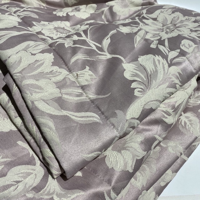 BLANKET, Bedspread - Quilted Coverlet Lilac Beige Floral